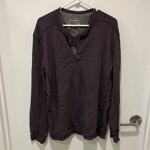 Eddie Bauer Men's Dark Purple Henley Shirt